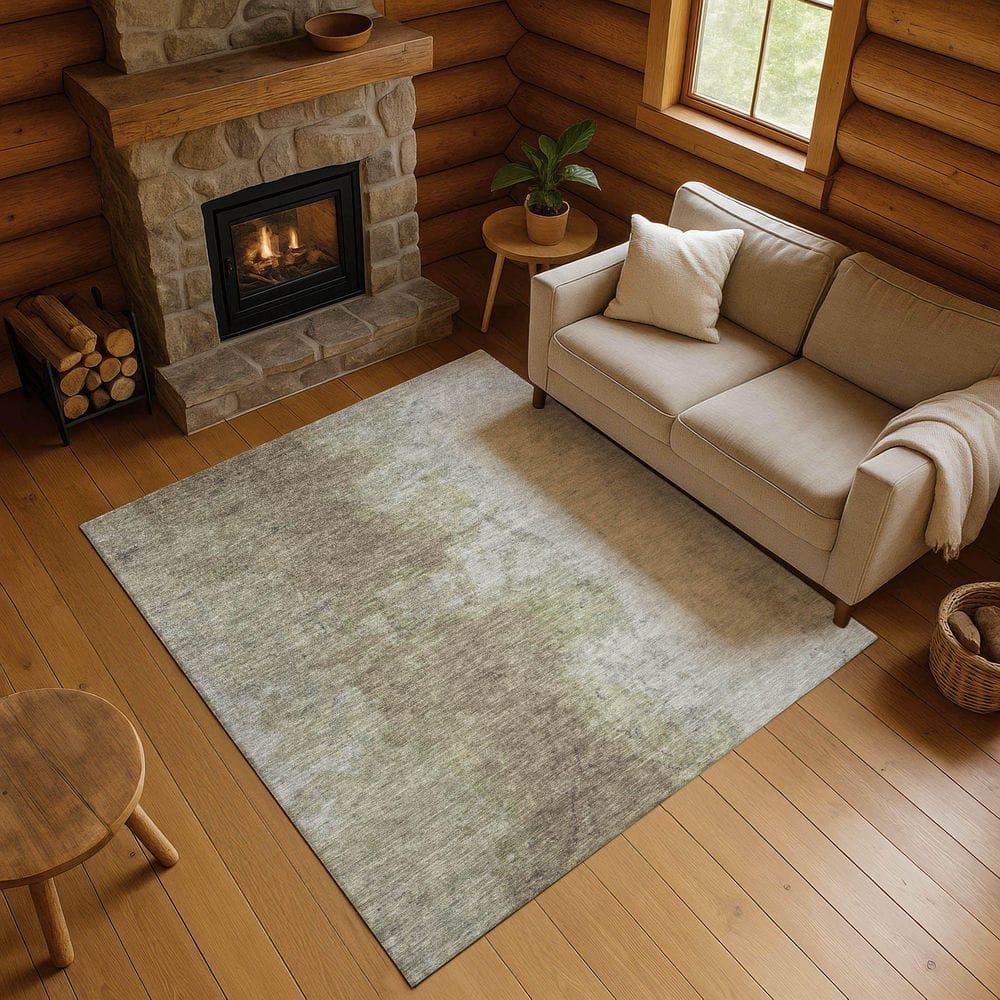 Mayfield Premium Machine Washable Abstract AMF1741 Taupe 3 ft. x 5 ft. Area Rug price history on PriceWatchPro