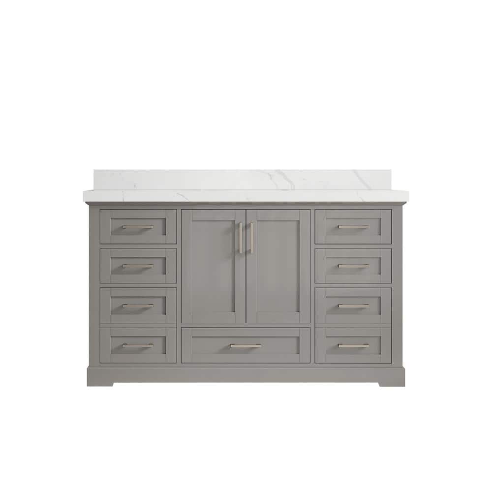 Boston 60 in. W x 22 in. D x 36 in. H Single Sink Bath Vanity in Elephant Gray with 2 in. Calacatta Quartz Top price history on PriceWatchPro