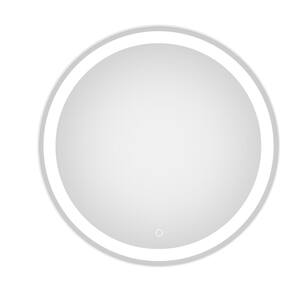 31.49 in. W x 31.49 in. H Round Frameless Wall-Mounted Bathroom Vanity Mirror with LED Light Anti-Fog Touch Control