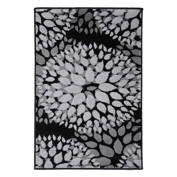 World Rug Gallery Modern Floral Circles Black 2 ft. x 3 ft. Area Rug