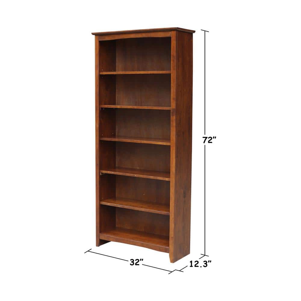 Espresso Adjustable Solid Wood Shaker Bookshelf