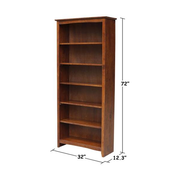 Espresso Wood 6 Shelf Standard Bookcase, Wood Bookcases With Adjustable Shelves