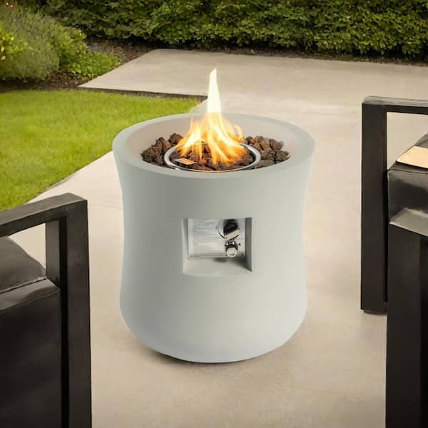 Unbranded Outdoor Propane Fire Pit Table, Compact Streamlined 20 in. Round Graphite Base with waterproof cover, Free Lava Rocks