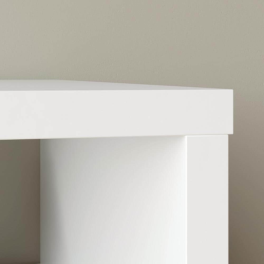 White Modern TV Stand with Drawers and Open Storage