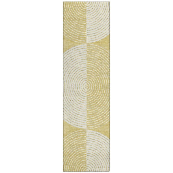 Chantille Machine Washable Indoor/Outdoor Abstract ACN2275 Gold 2 ft. 3 in. x 7 ft. 6 in. Runner Rug