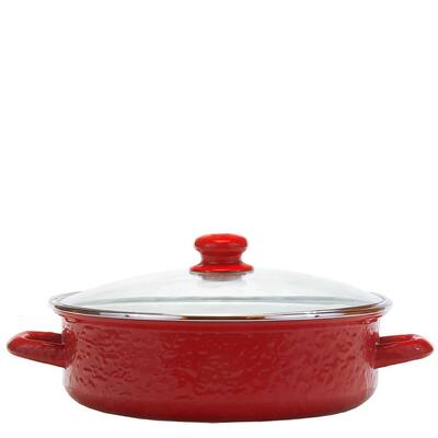 Red Swirl 3 qt. Enamelware Saute Pan with Glass Lid