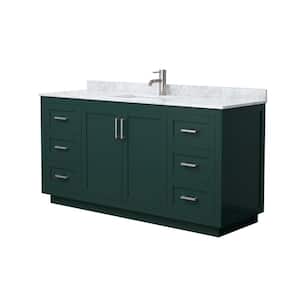 Miranda 66 in. W x 22 in. D x 33.75 in. H Single Bath Vanity in Green with White Carrara Marble Top