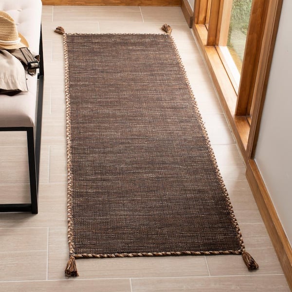Montauk Brown/Black 2 ft. x 7 ft. Border Runner Rug