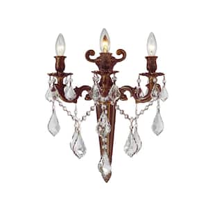 Versailles Collection 3-Light French Gold Crystal Torch Wall Sconce