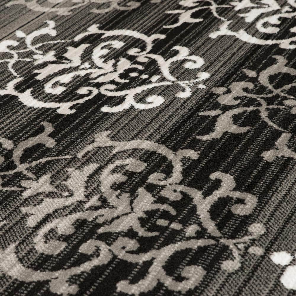Gray and Black Synthetic Rectangular Area Rug 7'10" x 10'6"