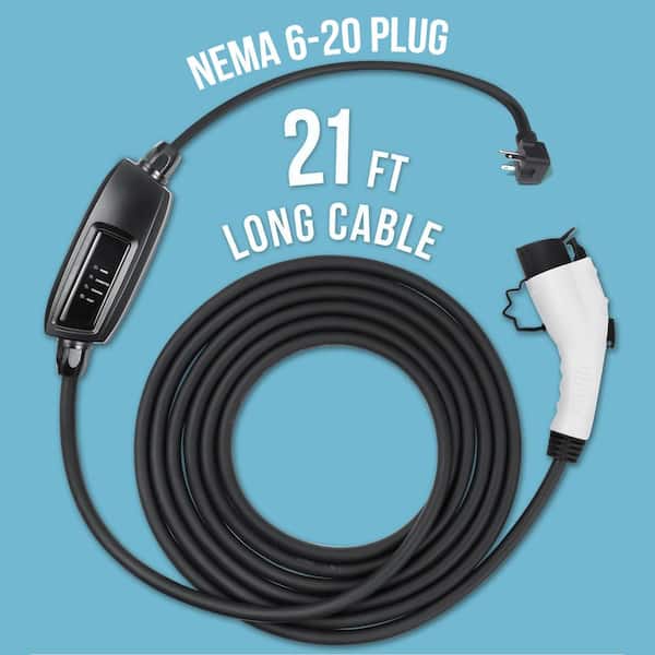 DUOSIDA EV Charger Level 2 220V 16A 25 ft Cord Portable EVSE NEMA 6-20 SAE J1772 with Carrying Case 