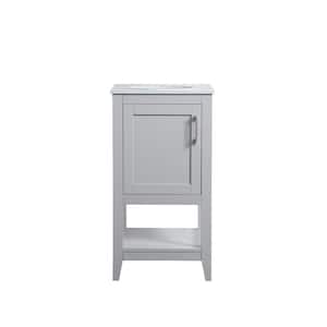 Timeless Home 18 in. W x 19 in. D x 34 in. H Single Bathroom Vanity in Grey with Calacatta Engineered Stone