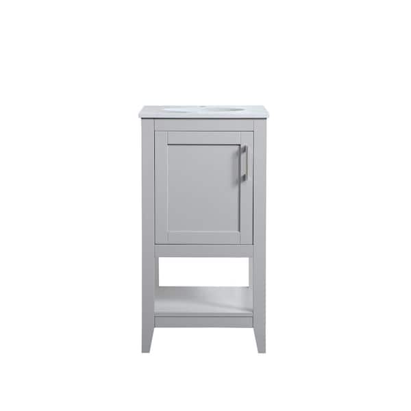 Unbranded Timeless Home 18 in. W x 19 in. D x 34 in. H Single Bathroom Vanity in Grey with Calacatta Engineered Stone