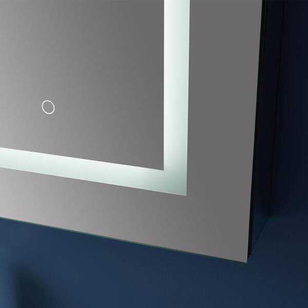 Sassari 48 in. W x 32 in. L Rectangular Surface-Mount LED Glass Surface Mount Medicine Cabinet with Mirror in Silver Sassari 48 in. W x 32 in. L Rectangular Surface-Mount LED Glass Surface Mount Medicine Cabinet with Mirror in Silver