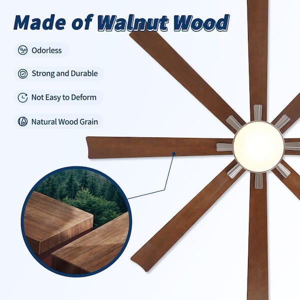 Jushua 72 in. Brown Brushed Nickel Downrod Mount Standard Ceiling