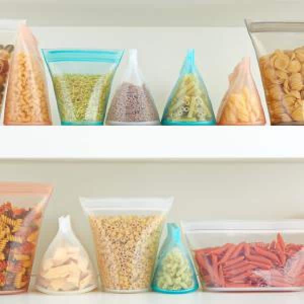 Zip Top Reusable Silicone Store & Serve Storage Bag Sets - Clear, Dishes, Set of 3