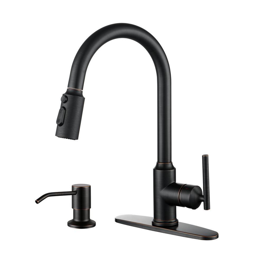Single-Handle Pull Down Sprayer Kitchen Faucet with Advanced Spray and Soap Dispenser in Oil Rubbed Bronze price history on PriceWatchPro