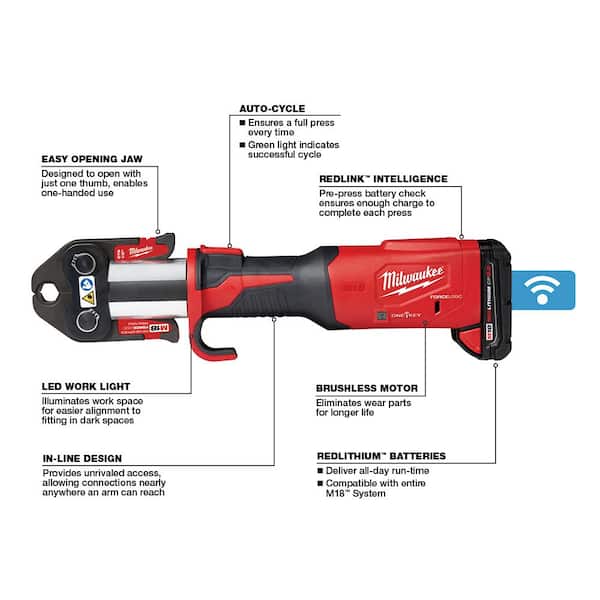 Milwaukee 2922-22 M18 Force Logic Press Tool with One-Key, 1/2-2 CTS Jaws