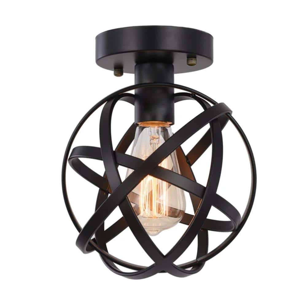 Black Spherical Ceiling Light Fixture, Vintage Semi-Flush Mount Ceiling Light for Hallway Stairway Porch Bedroom Kitchen price history on PriceWatchPro