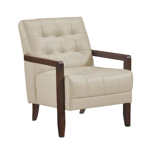 Saratoga Beige Leather Upholstery Accent Chair