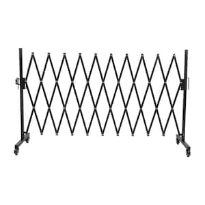 Black 130 in. x 40.2 in. Metal Garden Fence Safety Barrier Portable Fence Gate with Wheels