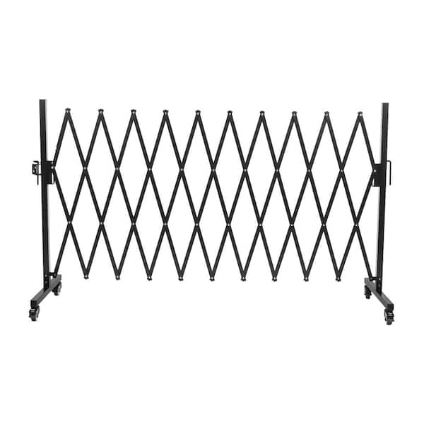 YIYIBYUS Black 130 in. x 40.2 in. Metal Garden Fence Safety Barrier Portable Fence Gate with Wheels