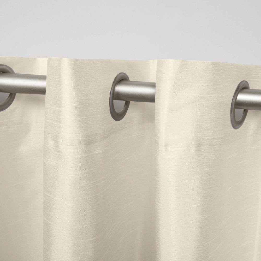 Set of 2 84"x54" Chateau Striped Faux Silk Grommet Top Curtain Panel Burgundy/Taupe - Exclusive Home: Modern Window Drapes