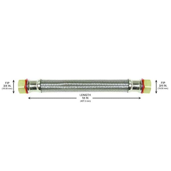 3/4 in. FIP x 3/4 in. FIP x 18 in. Stainless Steel Water Heater Supply Line