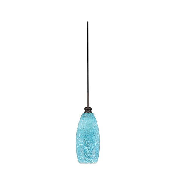Unbranded Albany 60-Watt 1-Light Espresso Pendant Mini Pendant Light Turquoise Fusion Glass and Light Bulb Not Included