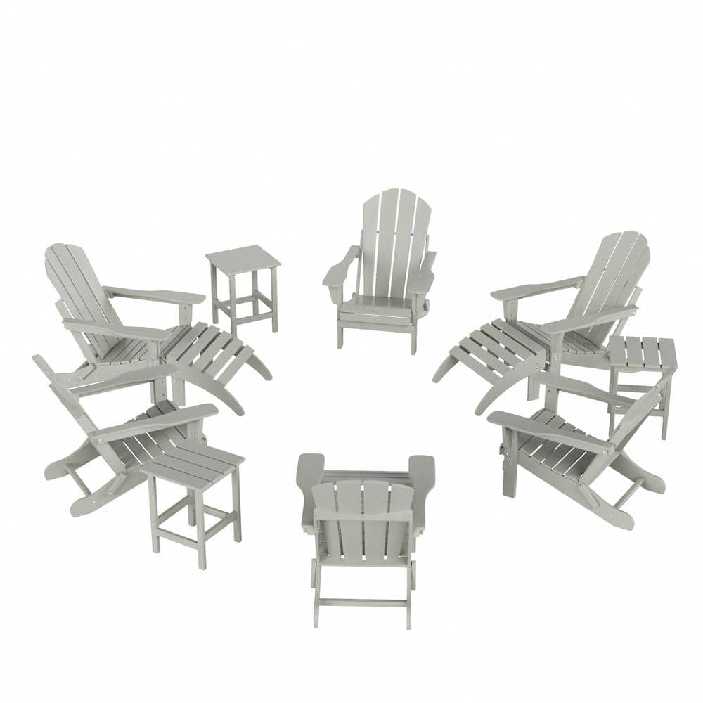 Addison Sand 12-Piece HDPE Plastic Folding Adirondack Chair Patio Conversation Seating Set with Ottoman and Table price history on PriceWatchPro