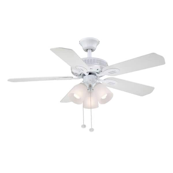 Hampton Bay Glendale 42 in. Indoor White Ceiling Fan with Light Kit