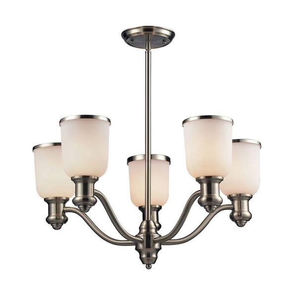 Titan Lighting Brooksdale 5-Light Satin Nickel Ceiling Mount Chandelier