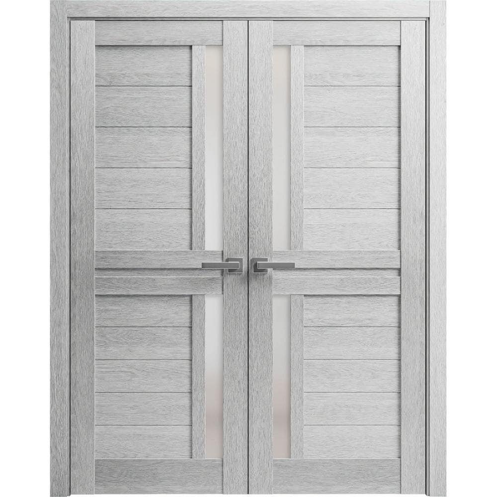 36 in. x 80 in. 2 Panel Light Grey Oak Finished Solid Wood Sliding Door with Hardware price history on PriceWatchPro
