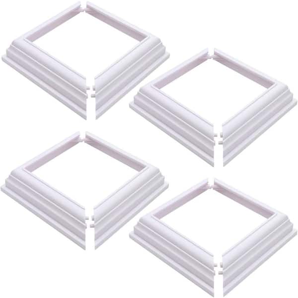 Afoxsos Vinyl Fence Post Skirt White Waterproof No Fading 2-Piece England Base Trim Ring Skirt 4 Pack