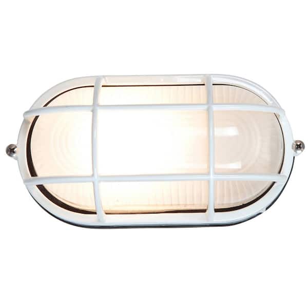 Nauticus 11 in. 1-Light White Outdoor Wall Mount Sconce