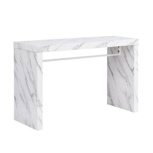 Vanetta 60 in. Rectangle White Faux Marble Top Counter Height Dining Table Seats 4