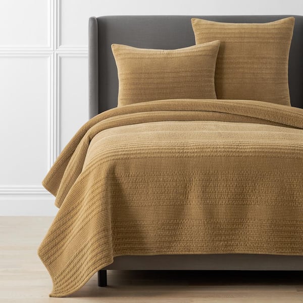 The Company Store Legends Luxury Line Stitch Velvet Gold King Cotton Quilt