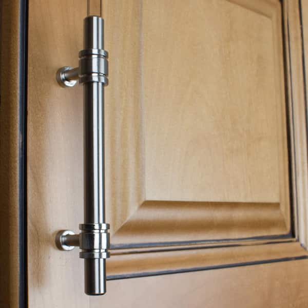 3-3/4 in. Center-to-Center Satin Nickel Solid Steel Barrel Ring Cabinet Bar Drawer Pulls (10-Pack)