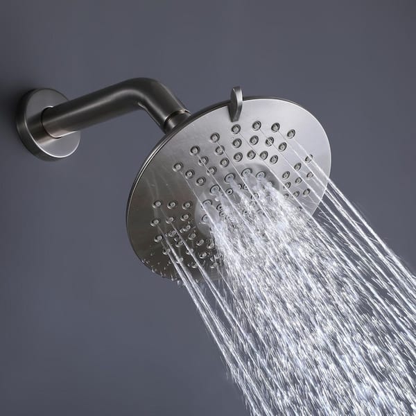 5-Spray Patterns with 4.2 GPM 6 in. Wall Mount Rain Fixed Shower Head in Brushed Nickel