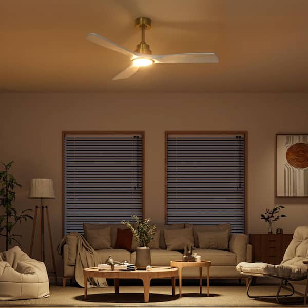 TOZING 52 in. Smart Indoor White & Gold Low Profile Semi Flush