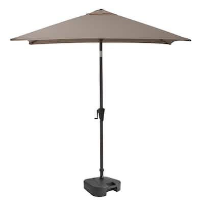 9 ft. Steel Market Square Tilting Patio Umbrella with Umbrella Base in Sand Grey