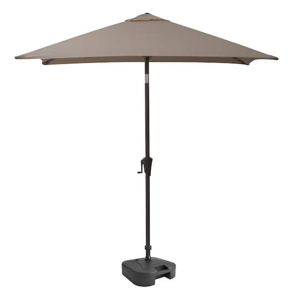 CorLiving 9 ft. Steel Market Square Tilting Patio Umbrella with Umbrella Base in Sand Grey