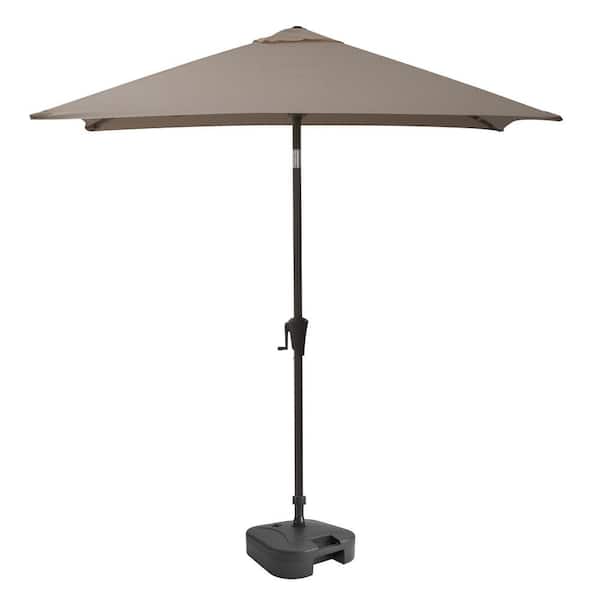 CorLiving 9 ft. Steel Market Square Tilting Patio Umbrella with Umbrella Base in Sand Grey