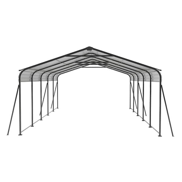 13 ft. W x 26.5 ft. D x 8.97 ft. H Dark Gray Metal Carport with Protective Film to Prevent Scratching