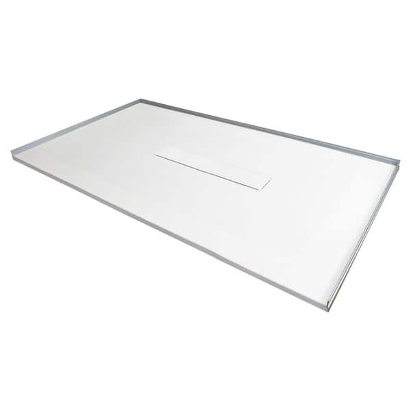 Trimslate 78.7 in. L x 39.4 in. W Alcove Customizable Shower Pan Base with Center Drain in White