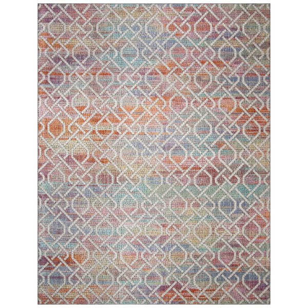 Provance 8 ft. x 10 ft. Cream/Orange Abstract Trellis Area Rug