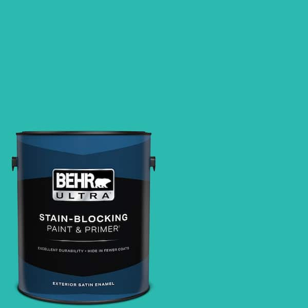 BEHR ULTRA 1 gal. #P450-5 Island Aqua Satin Enamel Exterior Paint & Primer