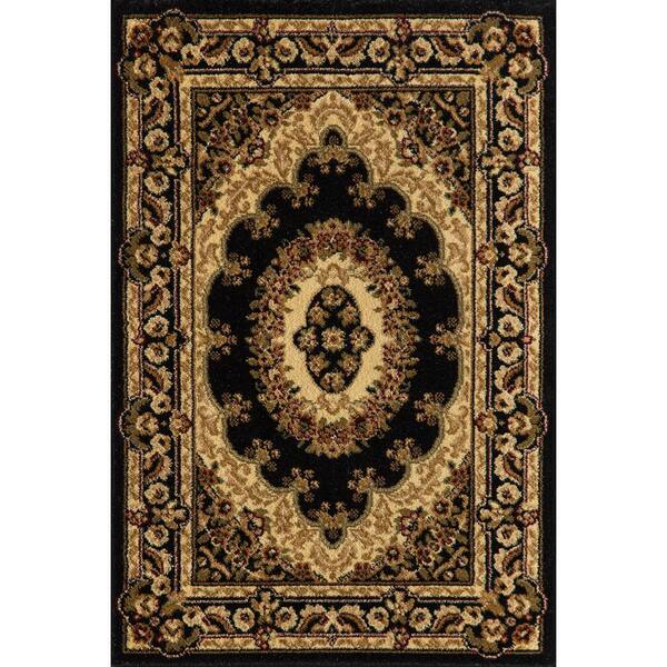 Rugs America New Vision Kerman Black 2 ft. x 2 ft. 11 in. Traditional Black Area Rug