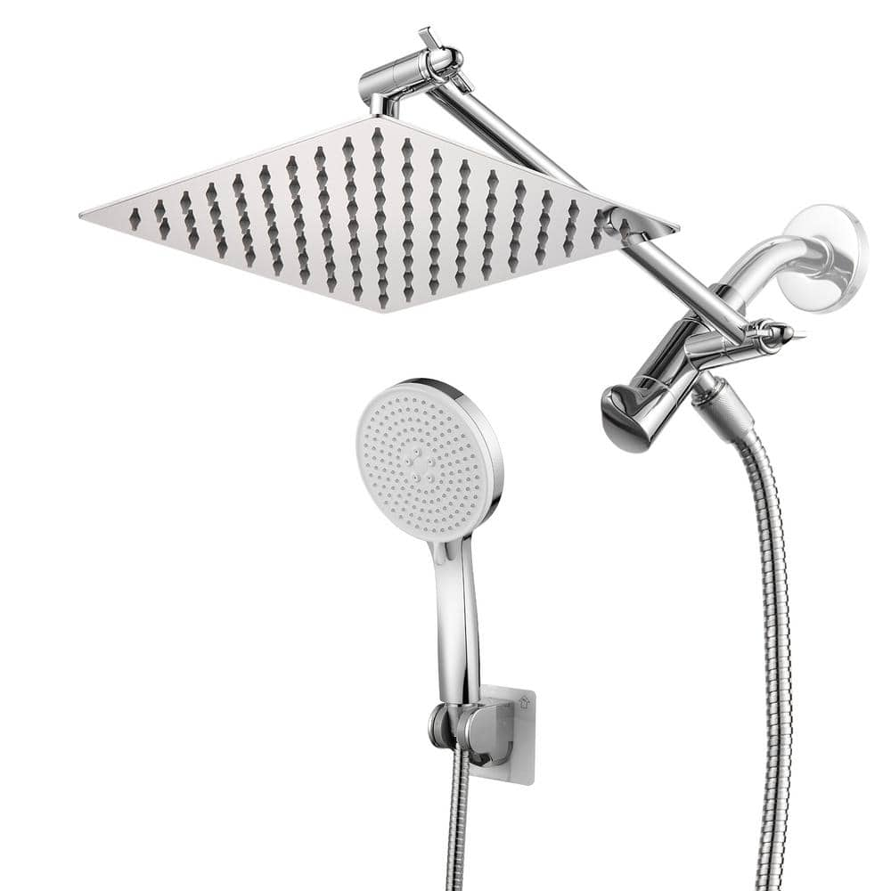 Zalerock Rainfull 5-Spray Patterns 8 in. Wall Mount Dual Shower Heads ...