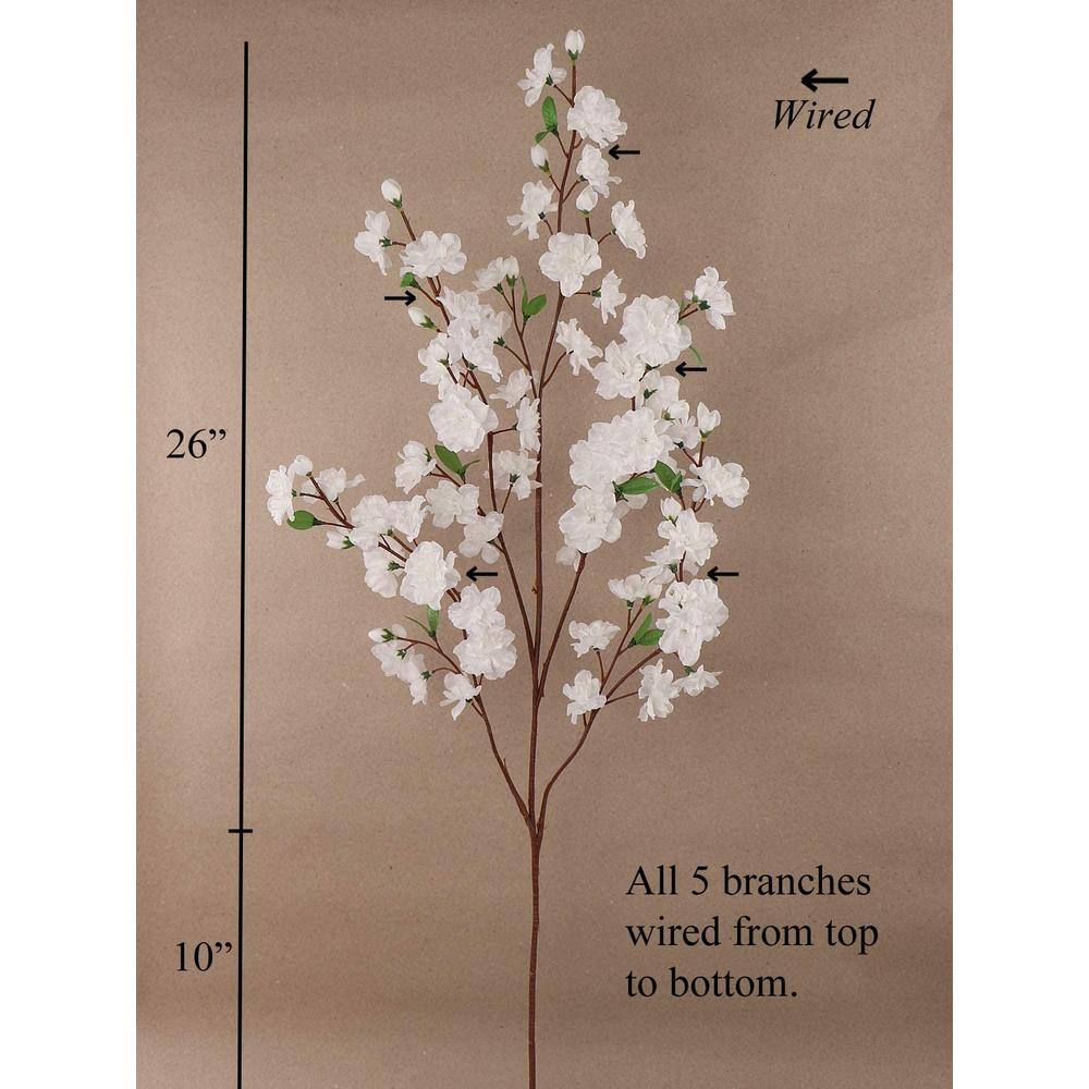 36-Inch White Silk Cherry Blossom Branches for Elegant Decor